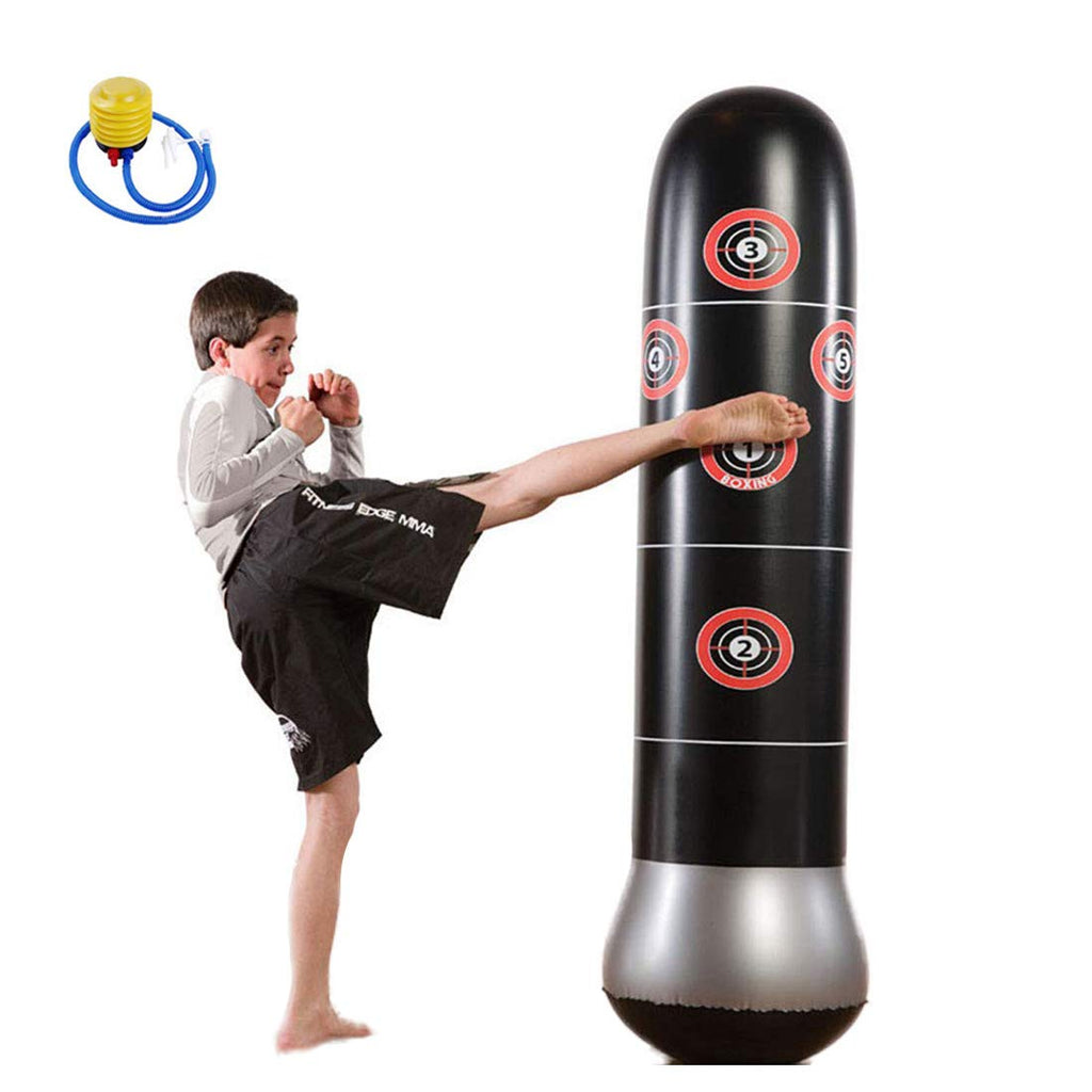 Inflatable Punching Bag for Kids, Fitness Punching Tower Bag for Immediate Bounce Back, Bop Bag for Boxing Reaction Speed Kick Training Pressure Relieving Boxing Target Bag 4.92ft with Foot Pump - BeesActive Australia