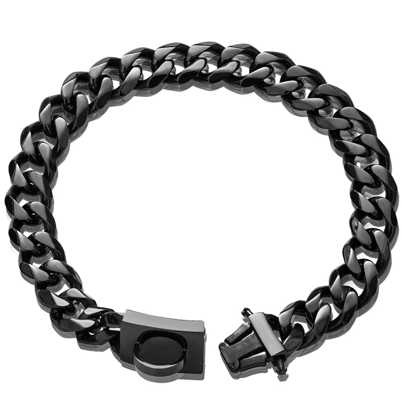 W/W Lifetime Dog Chain Collar Walking Training Collar with Design Secure Buckle 19MM Black Cuban Link Strong Heavy Duty Chew Proof Chain for Medium Large Dogs American Pitbull German Shepherd 20" - BeesActive Australia