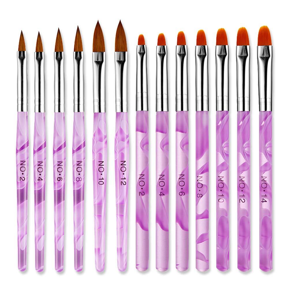 DANNEASY 13 Pcs Acrylic Nail Art Brush Set UV Gel Builder Brush Nail Carving Pen Painting Flower Nail Art Salon DIY Manicure Tools Kit 1 - BeesActive Australia