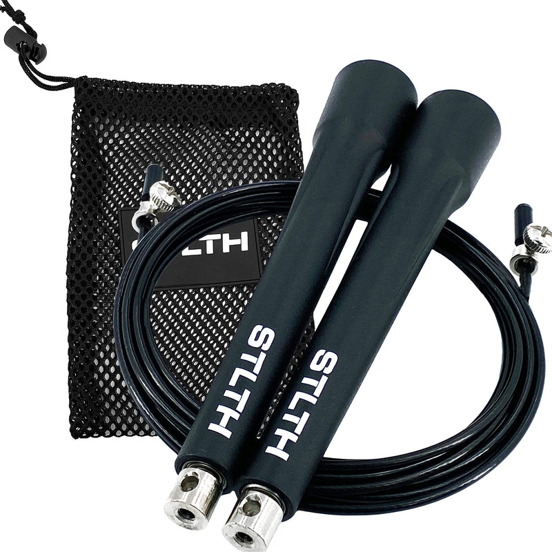 STLTH Speed Jump Rope, Single Bearing for High Speed Skipping, Adjustable Speed Rope for Adults Fitness, Exercise, Training, Boxing, MMA, Crossfit (Free Mesh Bag and Spare Parts Included) - BeesActive Australia