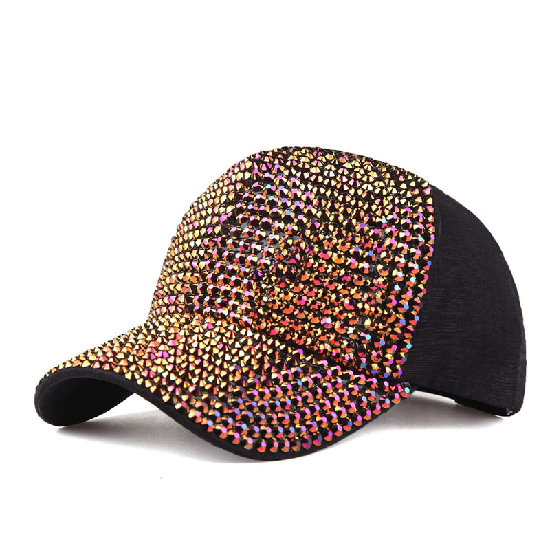 Gudessly Women Studded Rhinestone Crystals Adjustable Baseball Cap Plain Sparkle Bling Denim Sun Hat Red Cap - BeesActive Australia