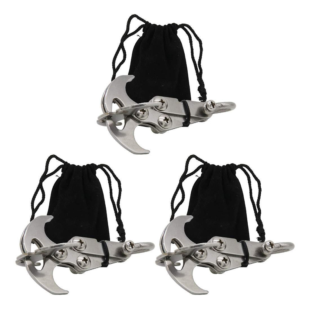 HXXF Gravity Hook Stainless Steel Grappling Hook Survival Folding Climbing Claw Mechanical Claw for Outdoor Activity EDC Tool, Small Size (3 Pack) - BeesActive Australia