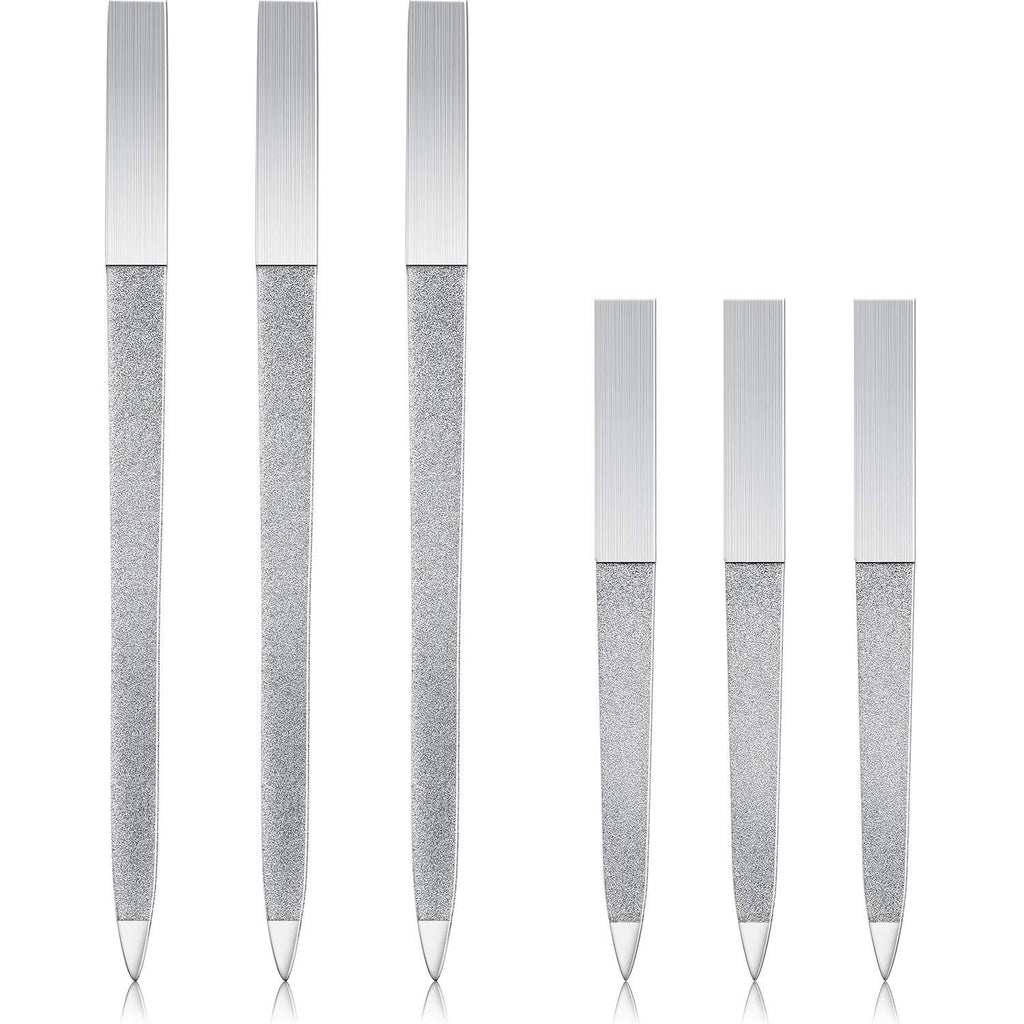 6 Pieces Diamond Nail File Stainless Steel Double Side Nail File Metal File Buffer Fingernails Toenails Manicure Files for Salon and Home (7 Inch and 5 Inch) - BeesActive Australia