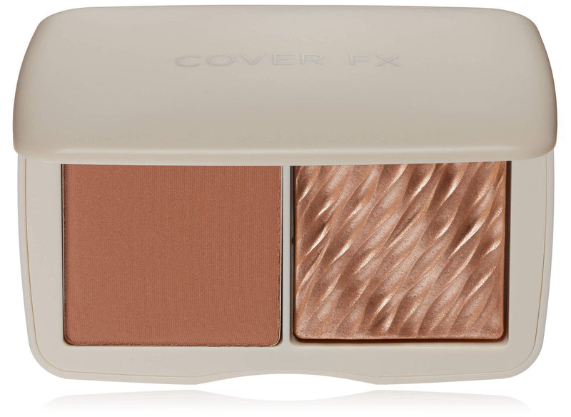 Cover FX Monochromatic Bronzer Duo: Richly-Pigmented, Talc-Free Bronzer Palette Featuring Matte and Shimmer Duo Shades for a Multidimensional Finish Sunkissed Bronze - Soft Bronze - BeesActive Australia
