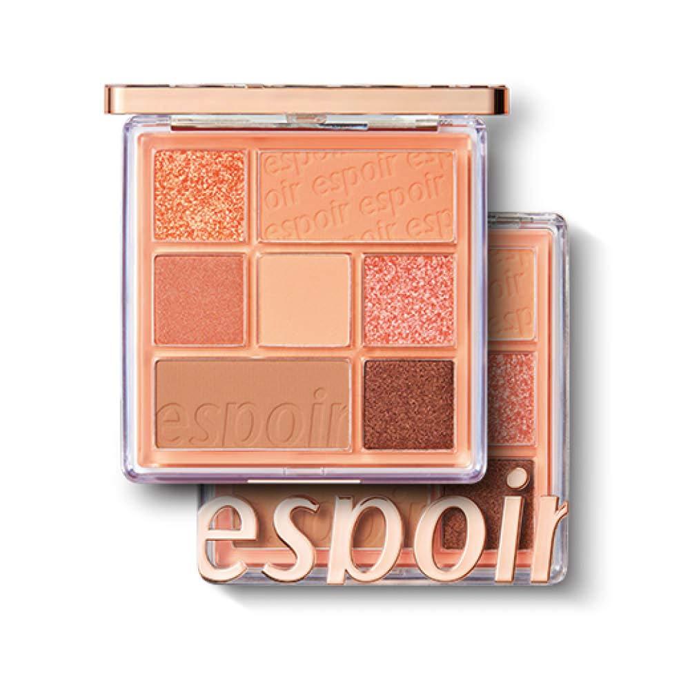 ESPOIR Real Eye Palette #1 Peachy Like (Warm Peach Color Filter) | Multi-Use Long-Lasting Colors with Sparkling Glitter for Eyeshadow Base and Cheeks Makeup - BeesActive Australia