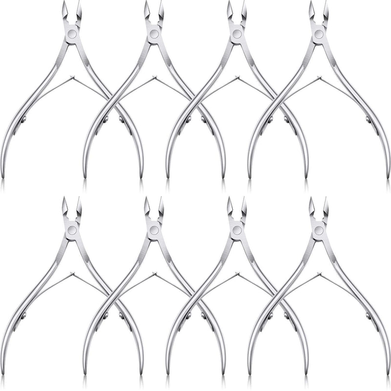8 Pieces Cuticle Nippers Stainless Steel Cuticle Trimmer Pointed Blade Cuticle Cutter Clipper Dead Skin Remover Scissors Manicure Tools for Fingernails and Toenails (Silver) Silver - BeesActive Australia