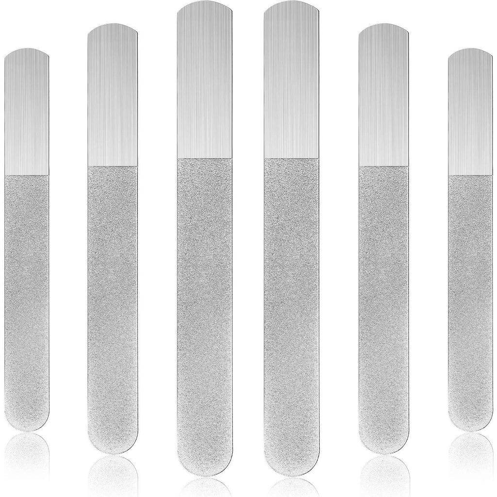 6 Pieces Stainless Steel Sapphire Nail File Double Side Diamond Nail File Metal Fingernail File Manicure Files for Salon Home and Travel - BeesActive Australia