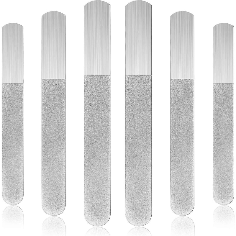 6 Pieces Stainless Steel Sapphire Nail File Double Side Diamond Nail File Metal Fingernail File Manicure Files for Salon Home and Travel - BeesActive Australia
