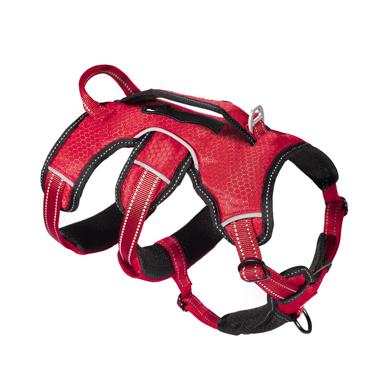 Tuff Pupper Updated for 2022 - Tracker No Escape Dog Harness | Dual Escape Proof Leash Attachments | 5 Point Adjustable Fit Harness for Dogs | Padded Dog Harness for Comfort | Handle Dog Lift Harness Medium (Neck: 18-23" , Chest: 22-31") March Red - BeesActive Australia
