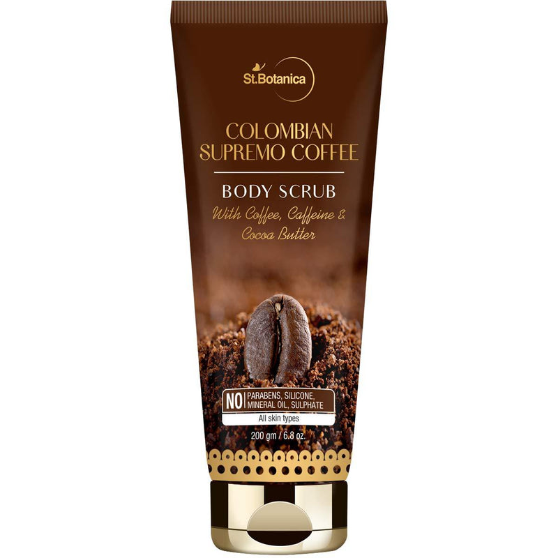 StBotanica Colombian Supremo Coffee Body Scrub 200g | With Coffee, Caffeine And Cocoa Butter |No SLS, Paraben - BeesActive Australia