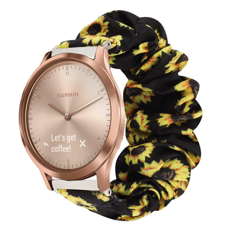200Pcs Compatible for Garmin vivomove HR Band, Blueshaw Fabric Elastic Scrunchie Elastic Watch Band Women Cute Replacement Straps for Garmin vívomove HR Smartwatch (Sunflower Yellow) - BeesActive Australia
