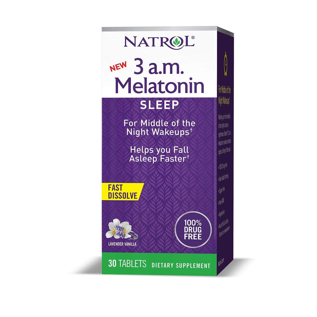 Natrol 3 a.m. Melatonin Sleep Aid, Lavender Vanilla Flavor, 30 Fast Dissolve Tablets 30 Count (Pack of 1) - BeesActive Australia