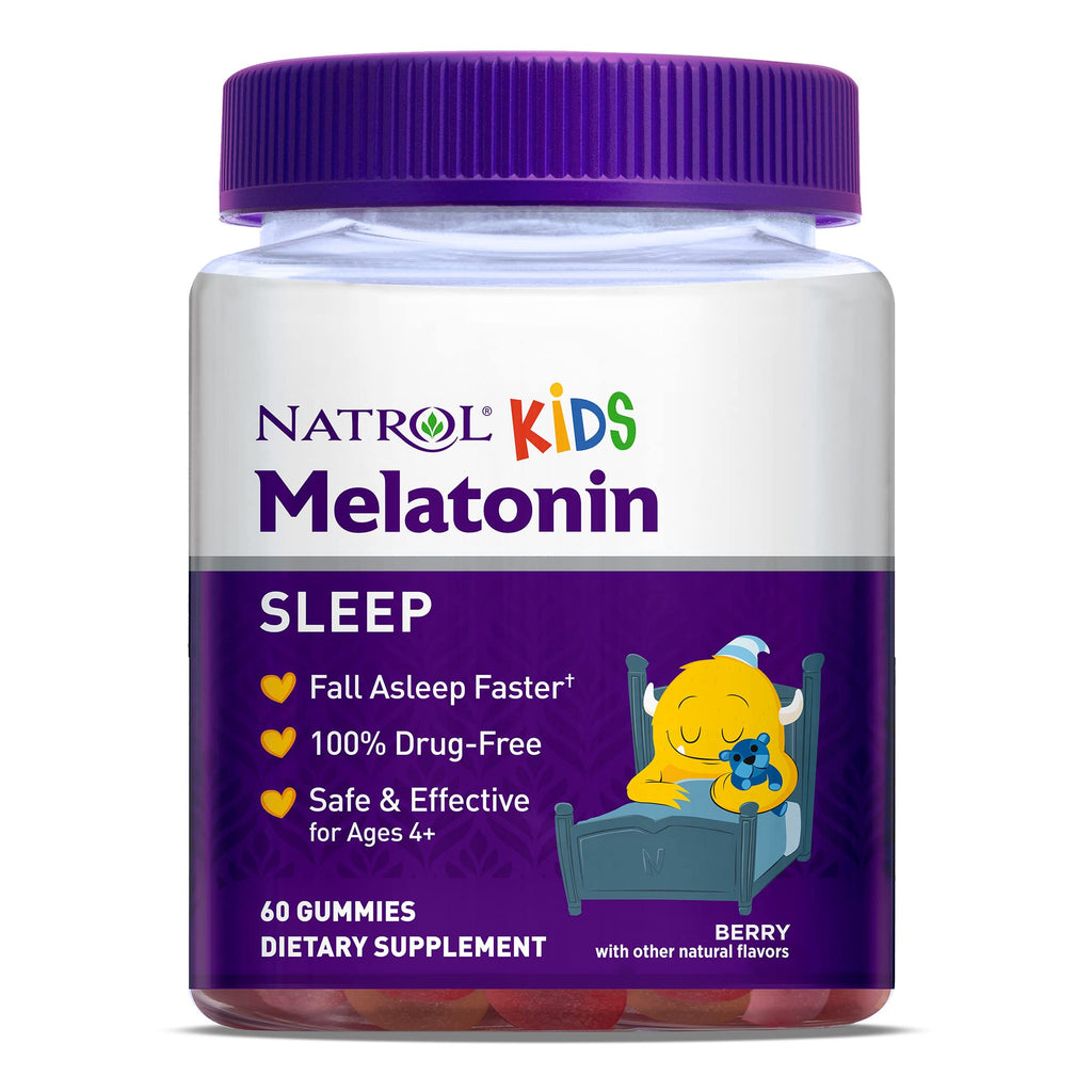Natrol Kids Melatonin Sleep Aid Gummy, 1mg, Supplement for Children, Ages 4 and up, 60 Berry Flavored Gummies 60 Count - BeesActive Australia