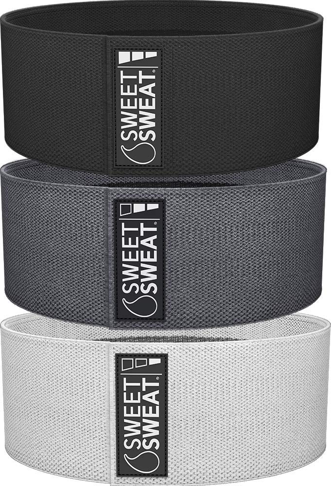 Sweet Sweat Hip Bands with 3 Levels of Resistance | Non-Slip Fabric Booty Bands for Squats & Lunges | Includes Free Mesh Carrying Bag - BeesActive Australia