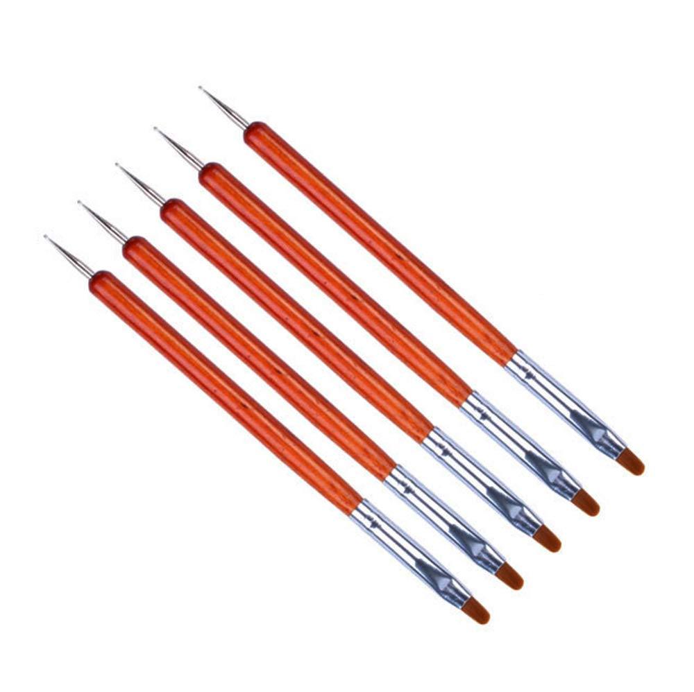 NEJLSD 5Pcs UV Gel Acrylic Nail Brush Dotting Painting Pen Dual-Ended 2 IN 1 Design Nail Art Tips Builder Brush Pen for Professional Salons and Home DIY Nail Art (Red) Red - BeesActive Australia