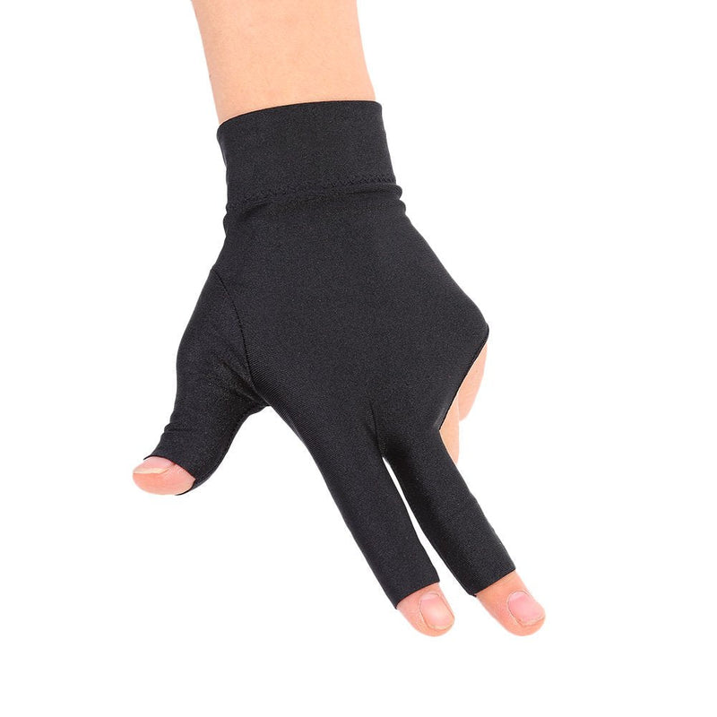 3 Finger Billiards Glove 2 PCS Elastic Snooker Pool Cue Gloves for Billiard Shooters Carom Pool Snooker Cue Sport Left Hand Protection Mittens for Both Men & Woman, Black Pack of 2 - BeesActive Australia
