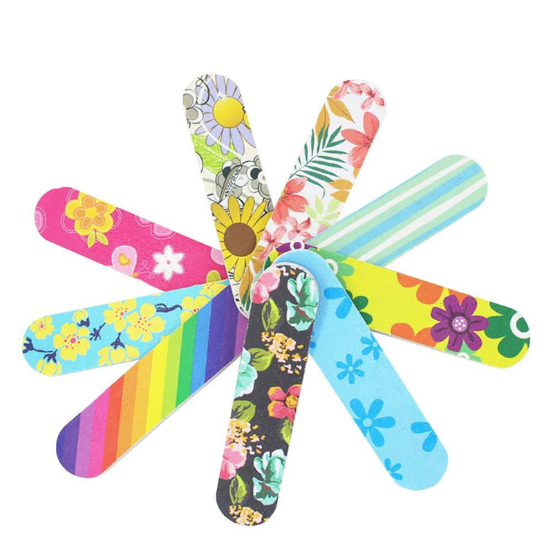 GSHLLO 100 Pcs Mini Floral Nail Files Buffers Emery Boards Nail Buffering Files Manicure Pedicure Tool - BeesActive Australia