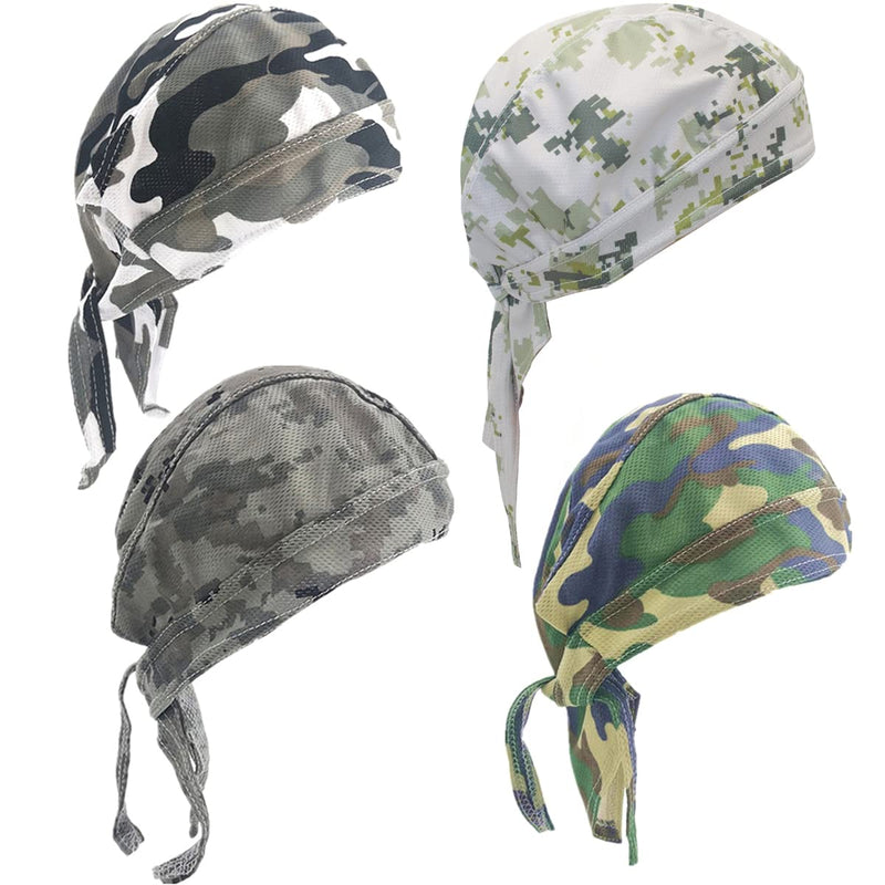 Doo Rags for Men, Head Wraps Dew Rags Bandana Beanie for Cycling Motorcycle 4pcs Camouflage - BeesActive Australia