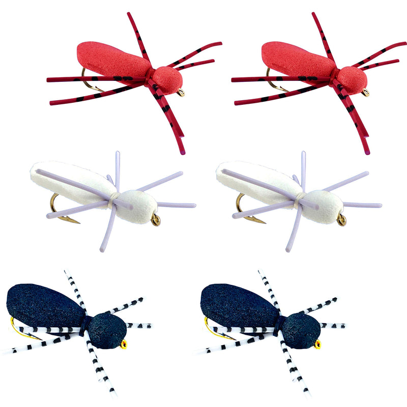 Thor Outdoor Foam Spider - 6 Pc Topwater Fly Fishing Set for Bass, Panfish, and Trout Assorted - Size #12 - BeesActive Australia