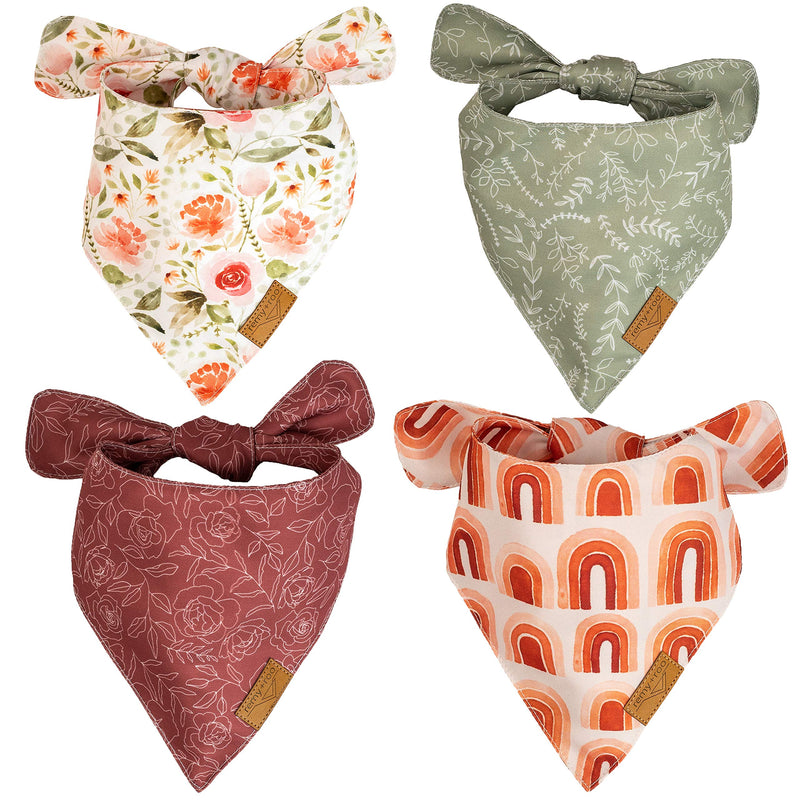 Remy+Roo Dog Bandanas - 4 Pack | Rubi Set | Premium Durable Fabric | Unique Shape | Adjustable Fit | Multiple Sizes Offered Large - BeesActive Australia