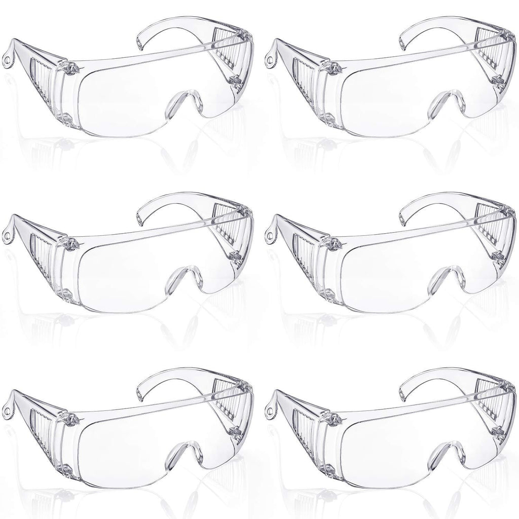 6 Packs Protective Polycarbonate Eyewear Clear Safety Goggles Anti-Fog Glasses with Impact Resistant Lens for Construction Laboratory Outdoor Eye Protection - BeesActive Australia