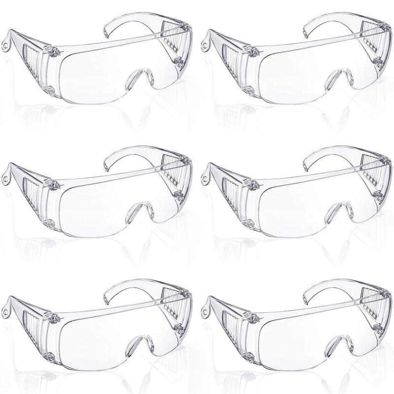 6 Packs Protective Polycarbonate Eyewear Clear Safety Goggles Anti-Fog Glasses with Impact Resistant Lens for Construction Laboratory Outdoor Eye Protection - BeesActive Australia