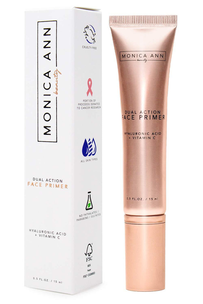 Monica Ann Beauty Dual-Action Face Primer - 15 mL | Hydrating Makeup Primer With Vitamin C & Hyaluronic Acid | Smoothing Translucent Matte Pore Minimizer | Foundation Primer For Any Skin Tone - BeesActive Australia