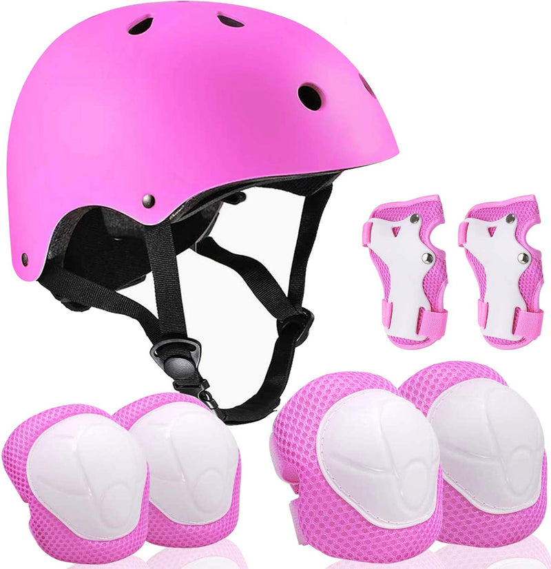 ZLEIOUY Upgrade Kids Bike Helmet Set Skateboard, Kids Helmet Elbow Pads Wrist Guards Adjustable for 3~10yrs Girl Boy Kids Protective Gear Set for Sport Cycling Bike Roller Skating Scooter Rollerblade 1-Pink - BeesActive Australia