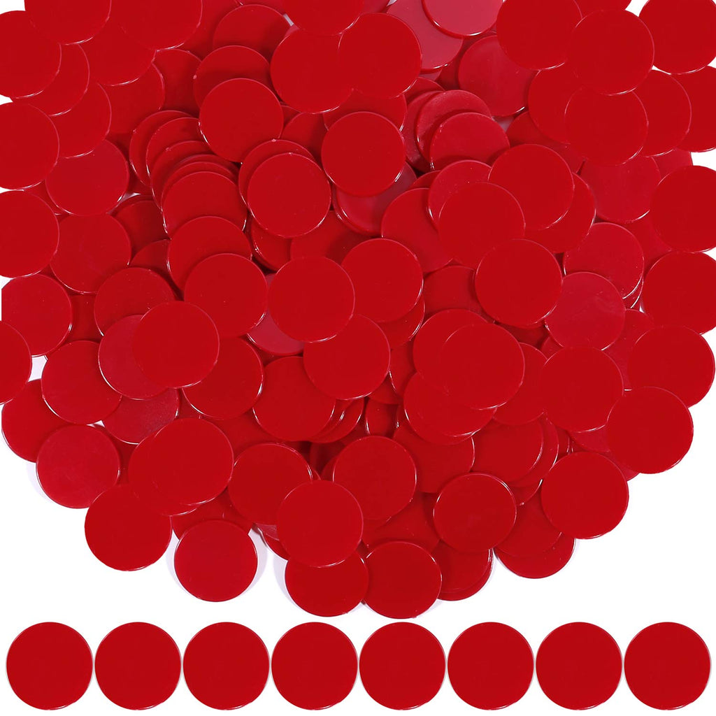 Coopay 300 Pieces Plastic Learning Counters Disks Bingo Chip Counting Discs Markers for Math Practice and Poker Chips Game Tokens,1 Inch (Red Style 1) Red Style 1 - BeesActive Australia