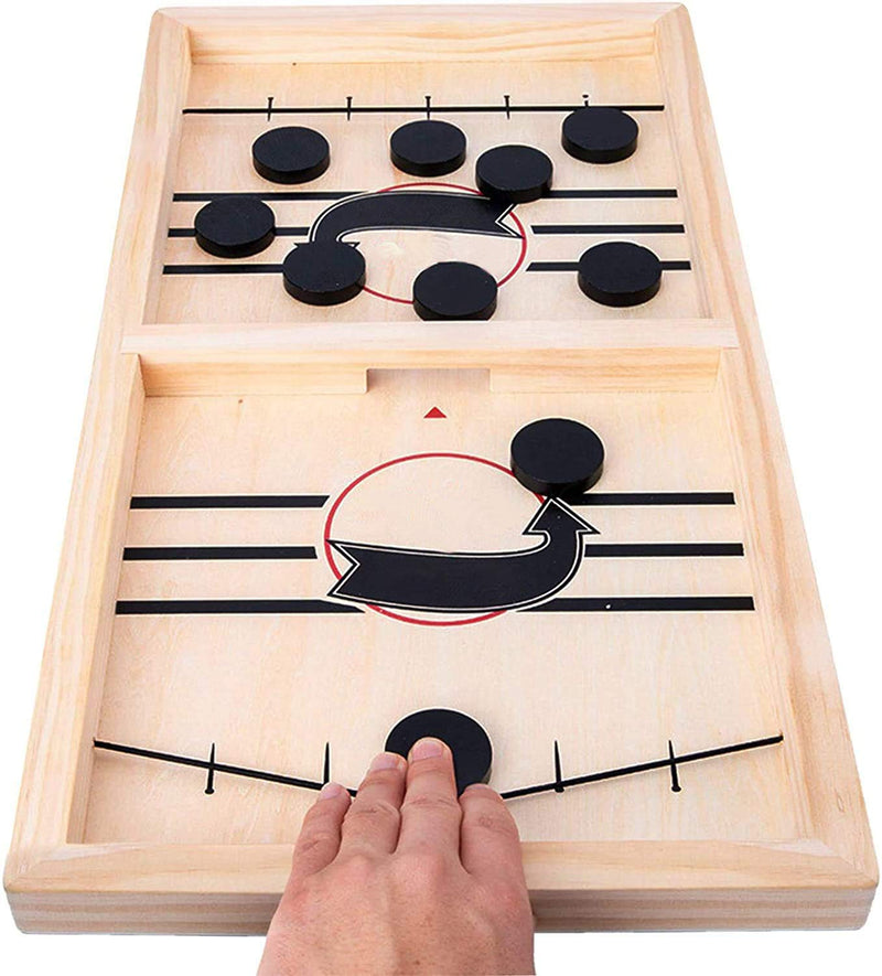 moopok Fast Sling Puck Game,Wooden Hockey Game Sling Puck.Desktop Battle Wooden Sling Hockey Table Game,Adults and Kids Family Games.Slingshot Game Toys.Foosball Winner Board Game (Medium Size) Medium Size - BeesActive Australia