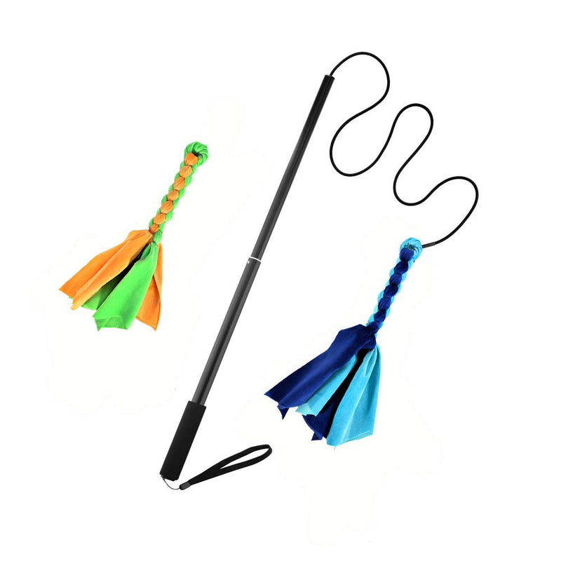 GoodsBeauty Interactive Dog Toys - Extendable Flirt Pole with 2pcs Braided Rope Tugs for Dog Outdoor Entertainment, Train and Exercise, Black, Size L new blue - BeesActive Australia
