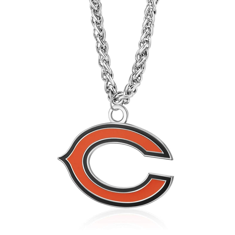 NFL Large 2.5" Primary Team Logo Necklace with 30" Designer Chain Chicago Bears - BeesActive Australia