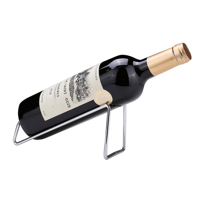 Metal Wine Rack Freestanding -Tabletop Wine Rack Holder - Countertop Wine Bottle Holder - Geometric Design for Table Top Wine Bottle Storage Rack,Perfect Wine Holder Stand (Silvery) 1 Silver - BeesActive Australia