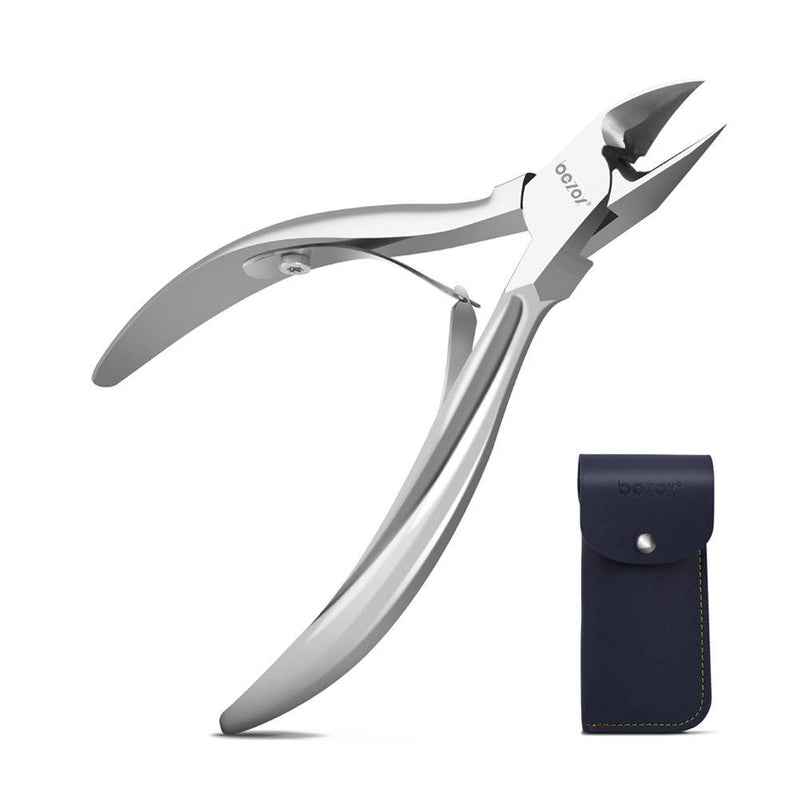 BEZOX Toenail Clippers for Thick Nails, Long Handle Nail Clipper for Men - Stainless Steel Toenail Cutter - W/Storage Case (Silver) Silver - BeesActive Australia