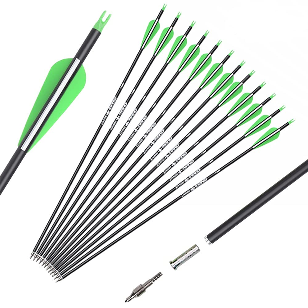 SZEO Archery Carbon Hunting Arrows for Compound & Recurve Bows - 26/28/30 inch Youth Kids and Adult Target Practice Bow Arrow - Removable Nock & Tips Points (12 Pack) 28inch - BeesActive Australia