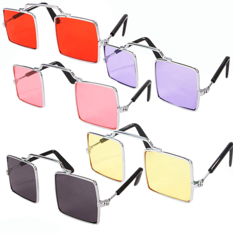 DPLUS Pet Goggles Sunglasses - Pack of 5 Latest Fashion Clear Square Cat/Dog Goggles - Classic Retro Circular Metal Circle Eye-Wear for Cat,Chihuahua or Small Dogs Clear Square Goggles - BeesActive Australia