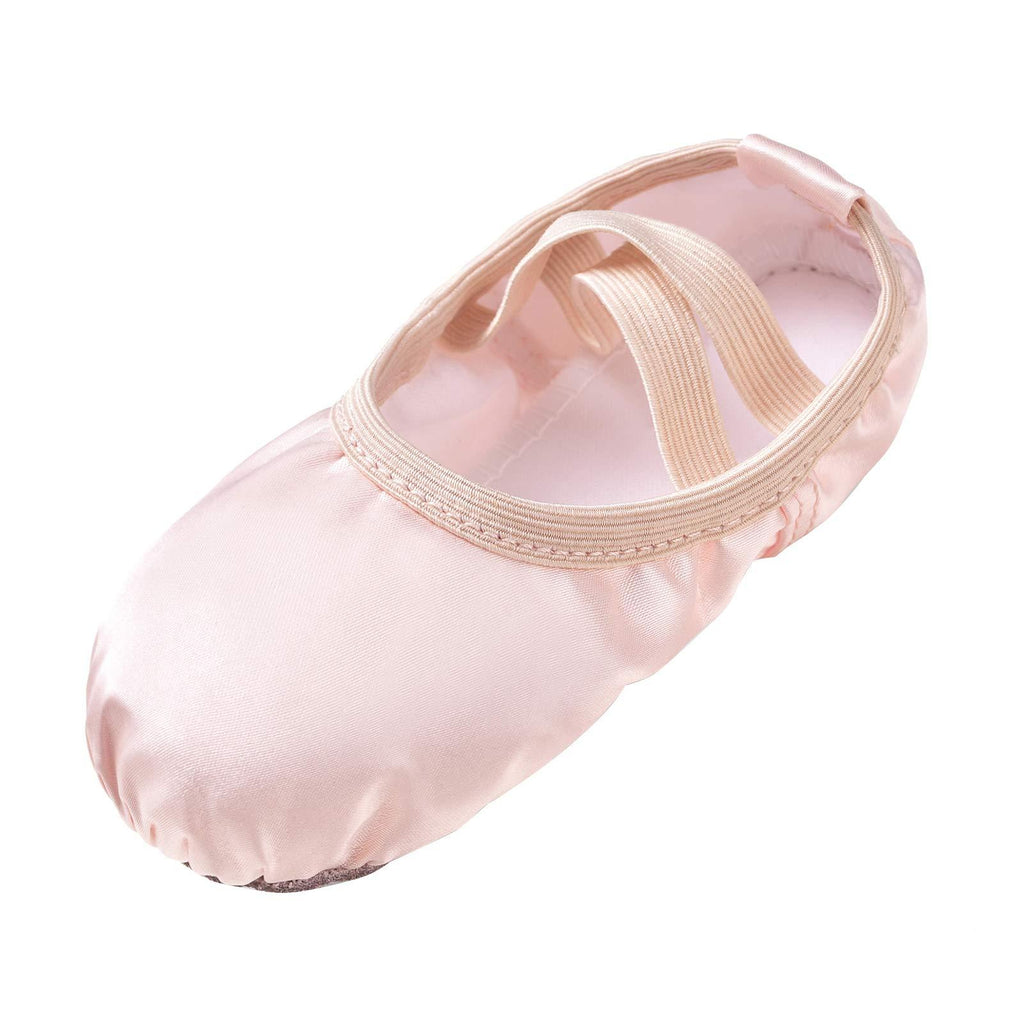 STELLE Girls Ballet Dance Shoes Satin Slippers Gymnastics Flats Split Sole with Ribbon 6 Toddler Ballet Pink(no Ribbon) - BeesActive Australia