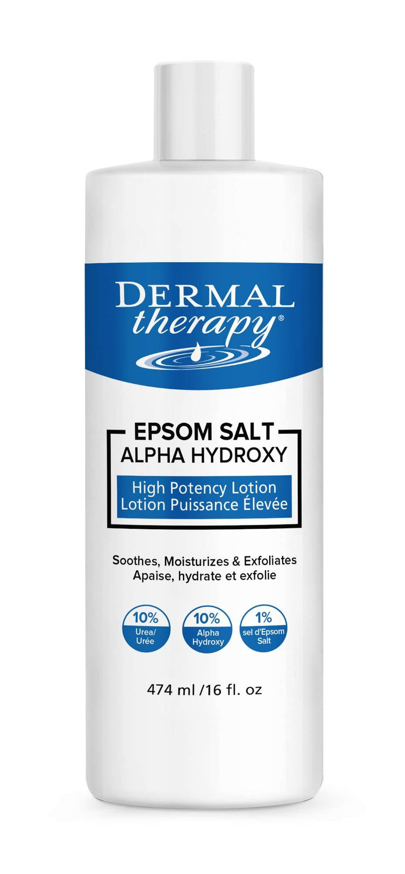 Dermal Therapy Epsom Salt Alpha Hydroxy High Potency Lotion – Moisturizing, Exfoliating and Soothing Treatment for Scaly, Flaky, Dry Skin | Epsom Salt, 10% Urea and 10% Lactic Acid | 16 fl.oz - BeesActive Australia