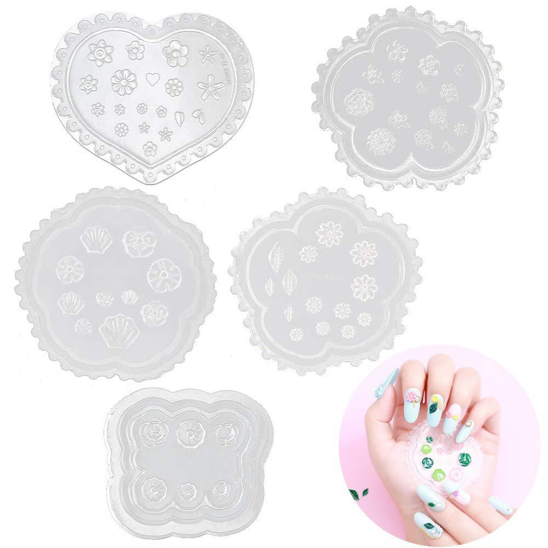 5 Pcs Flowers 3D Silicone Mold Nails Art Carving Mold for DIY Nail Art Decorations Supplies Nail Art Templates Maincure Tool - BeesActive Australia