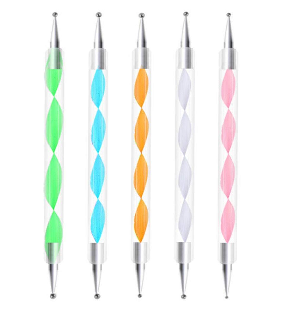 WOIWO 5 PCS Nail Tool Point Drill Pen Acrylic Double-Head Point Pen Screw Metal Head Hook Painting Flower Color Painting With Point Flower Tool - BeesActive Australia