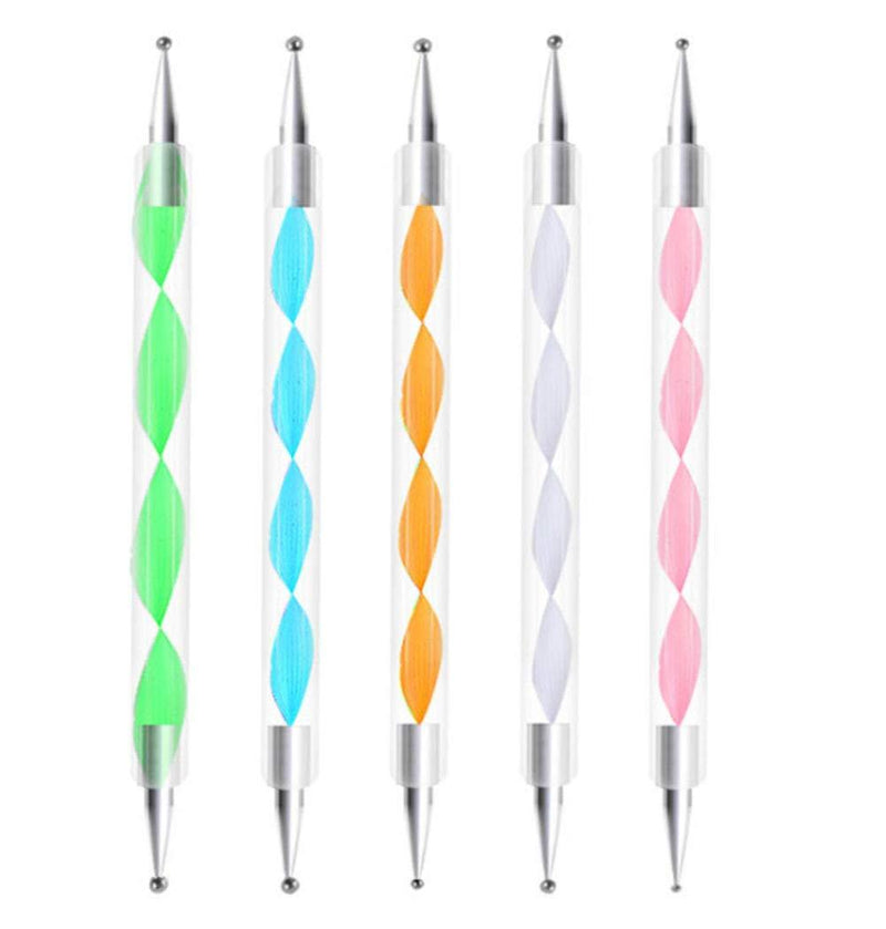 WOIWO 5 PCS Nail Tool Point Drill Pen Acrylic Double-Head Point Pen Screw Metal Head Hook Painting Flower Color Painting With Point Flower Tool - BeesActive Australia