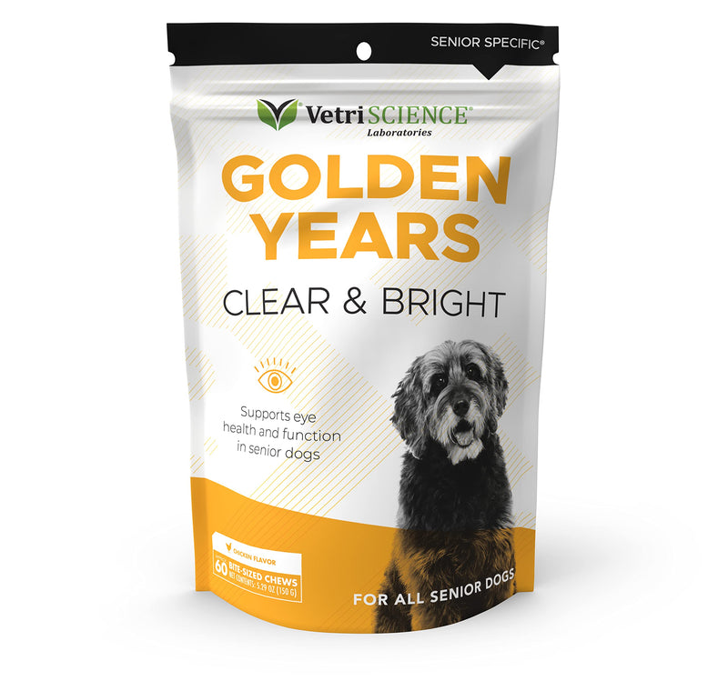 VetriScience Golden Years Clear and Bright for Senior Dogs, Chicken Liver, 60 Soft Chews - Promotes Eye Health with Powerful Antioxidants Clear & Bright Eye - BeesActive Australia
