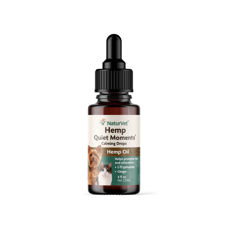 NaturVet Quiet Moments Calming Drops for Cats & Dogs – Helps Reduce Pet Stress, Promotes Relaxation – Dog Supplement, Cat Supplement Includes L-Tryptophan, Ginger, Chamomile 4 fl oz - BeesActive Australia