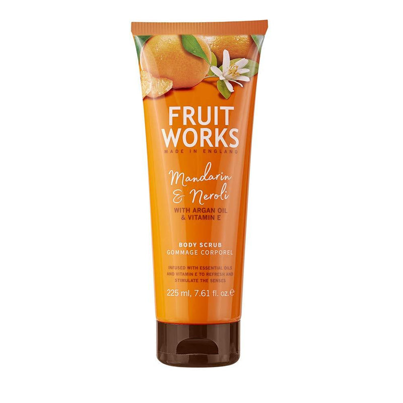 Fruit Works Mandarin & Neroli Cruelty Free & Vegan Body Scrub With Natural Extracts 1x 225ml - BeesActive Australia