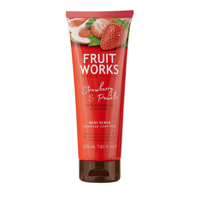Fruit Works Strawberry & Pomelo Cruelty Free & Vegan Body Scrub With Natural Extracts 1x 225ml - BeesActive Australia