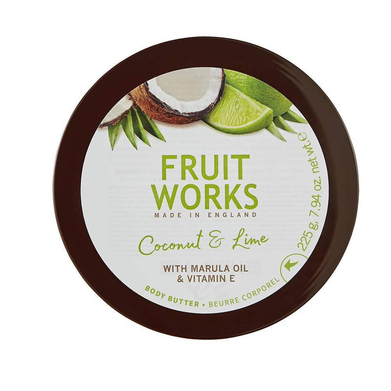 Fruit Works Coconut & Lime Cruelty Free & Vegan Body Butter With Natural Extracts 1x 225g - BeesActive Australia