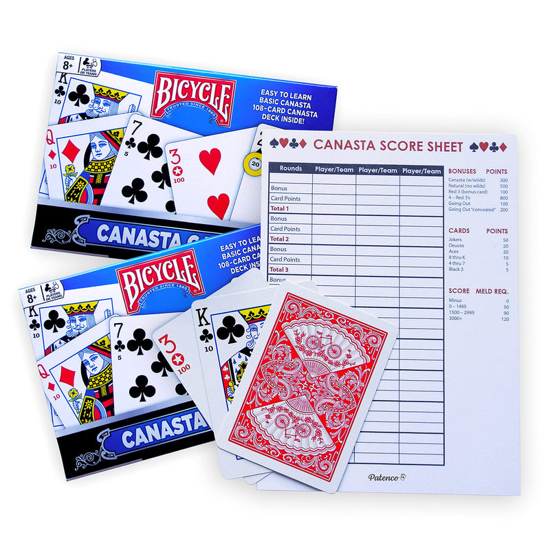 Canasta Cards, 2 Packages (4 Decks Total) and Canasta Score Sheet Pad - BeesActive Australia