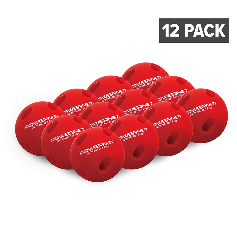 [AUSTRALIA] - PowerNet Micro Crushers Limited Flight Training Baseballs 12 PK | Batting Practice Ball for Pre-Game Warm Ups and Hitting Drills | Better Eye Coordination for Speed & Power Red 