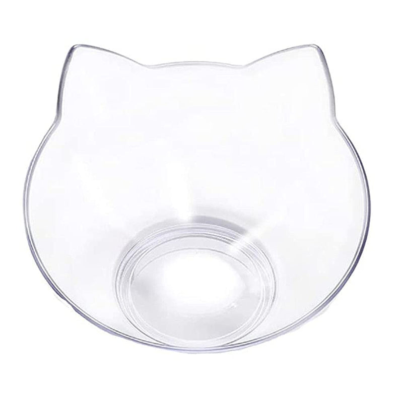 Cat Elevated Bowl with Raised Stand, 15° Tilted Neck Guard Stand Raised Pet Food Water Feeder Bowl for Cats or Small Dogs Replacement Bowl Clear - BeesActive Australia