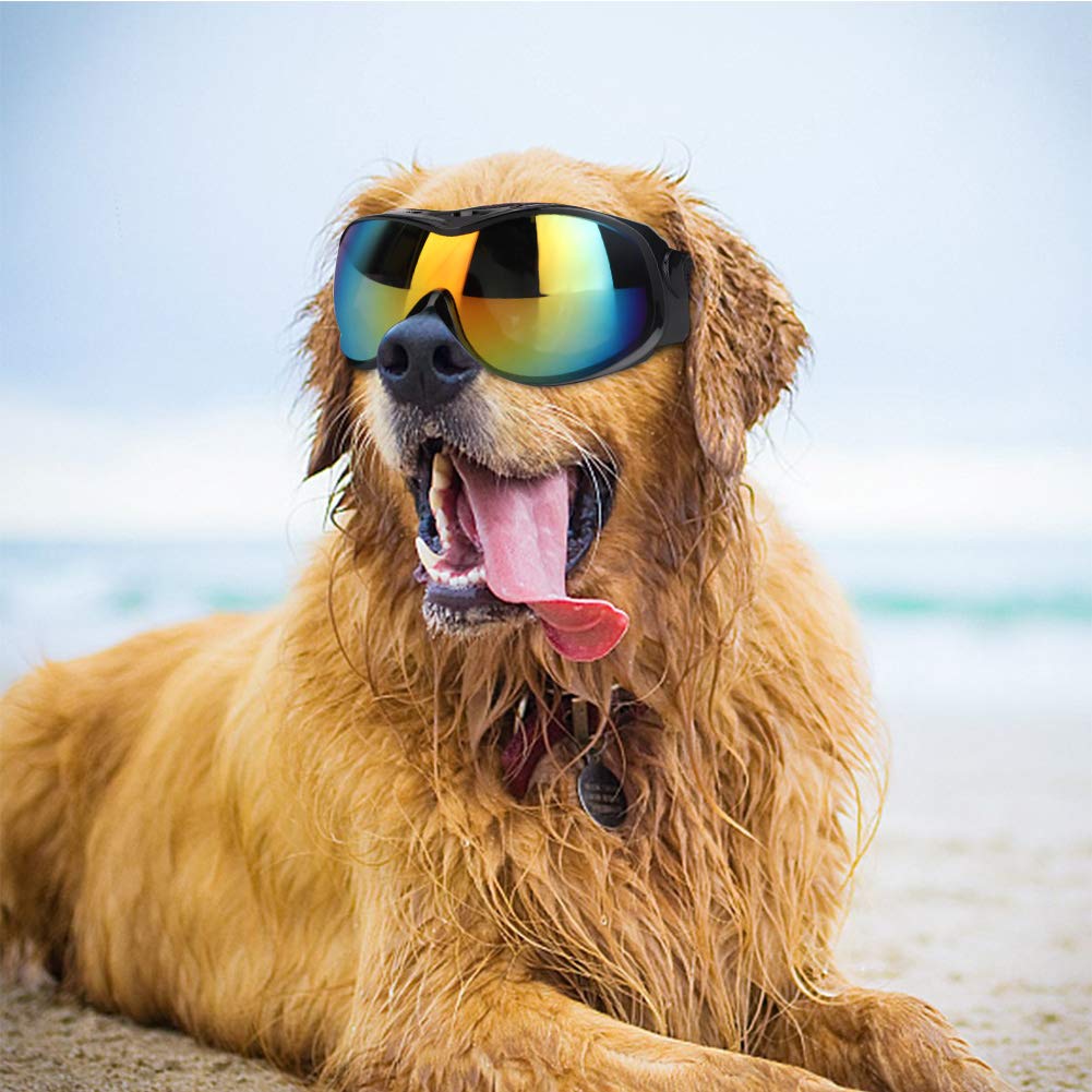Dog Sunglasses UV Protection, Dog Sunglasses Goggles Pet Sunglasses for Large Dogs with 400UV Protective Polycarbonate Wide Lens to Provide Wide Vision - BeesActive Australia
